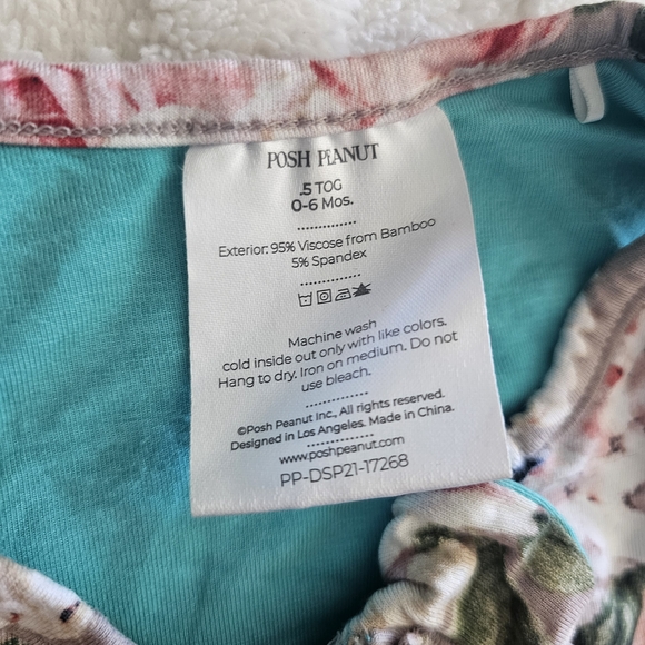 Posh Peanut bamboo floral sleep sack .5 TOG 0-6 months LIKE NEW USED ONCE! - Picture 2 of 2